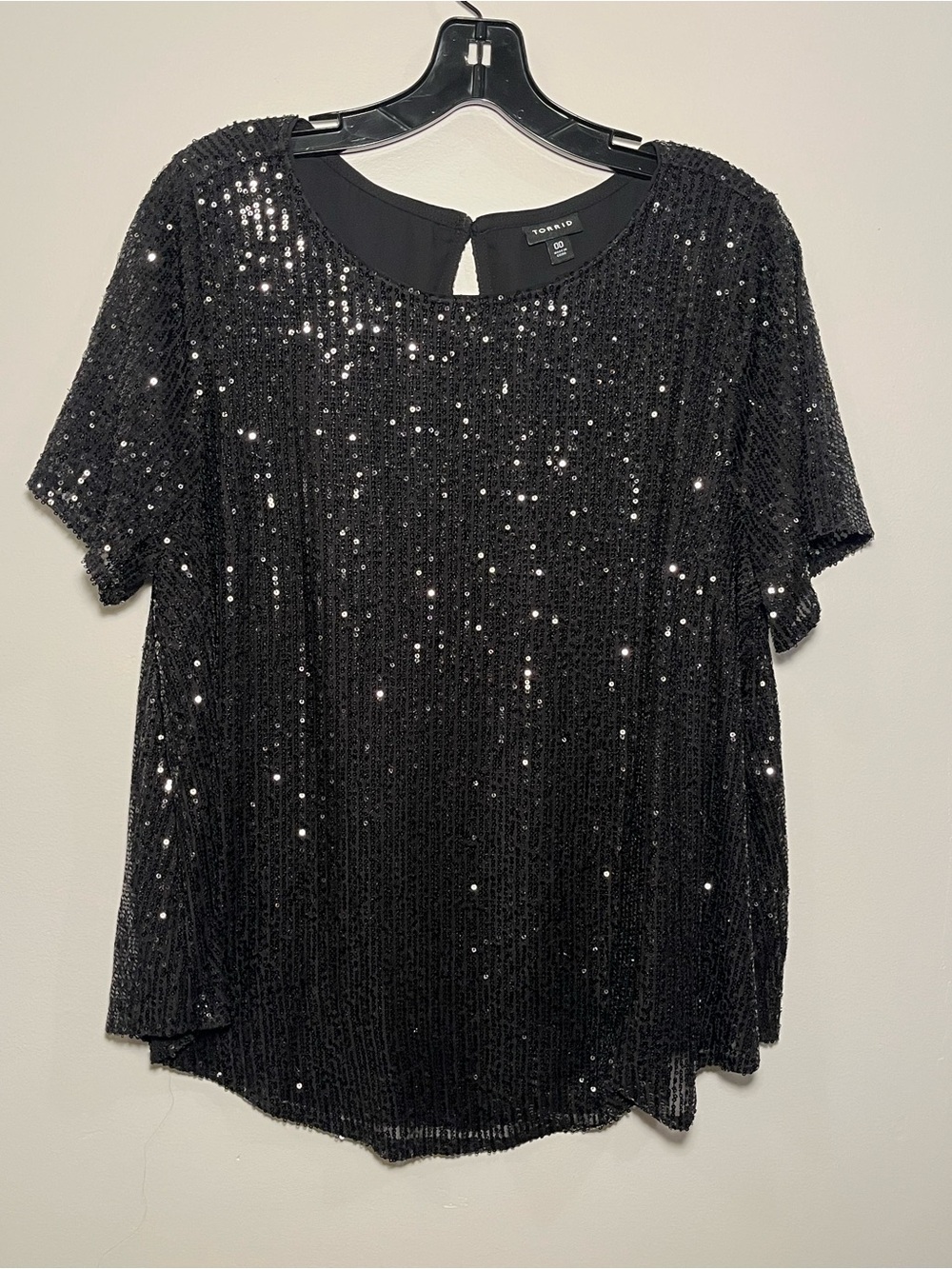 Torrid Black Sequin Short Sleeve Blouse
